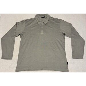Hugo Boss Long Sleeve Polo Shirt Men’s Large Grey 1/4 Zip Pima Cotton Italy